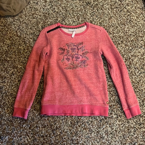 Pink sweatshirt with zipper on shoulder - Picture 1 of 3